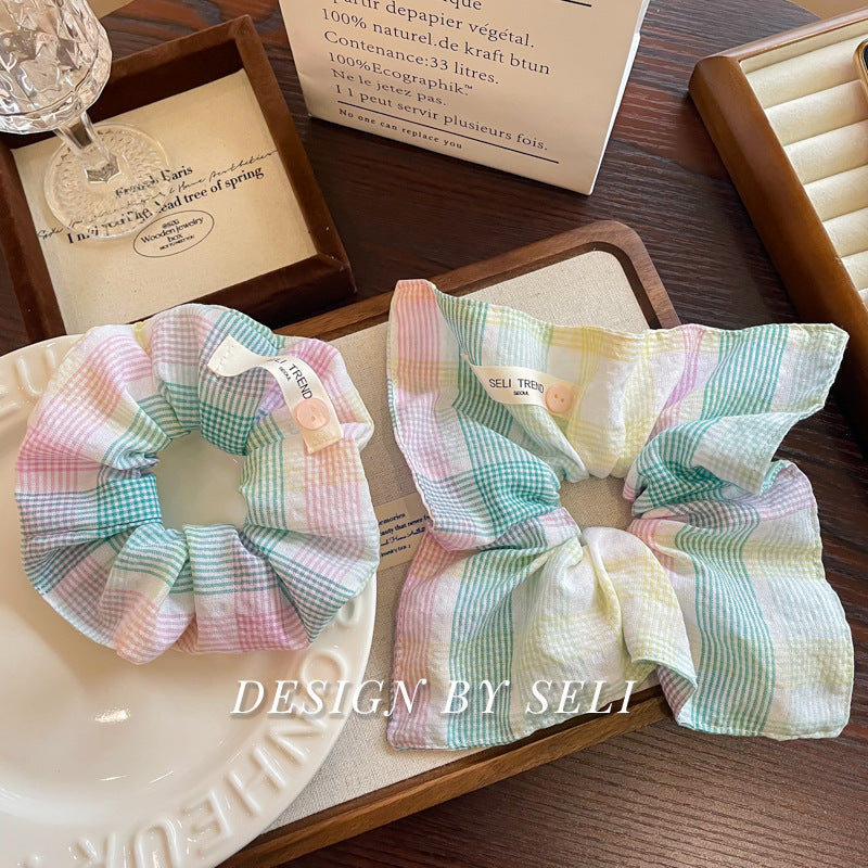 Colorful Plaid Square Scarf Korean Color Niche Headband Hair Accessories