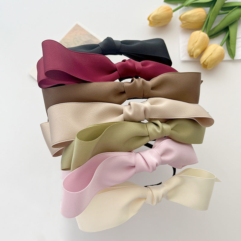 Simple High-grade French Satin Bow Headband For Women