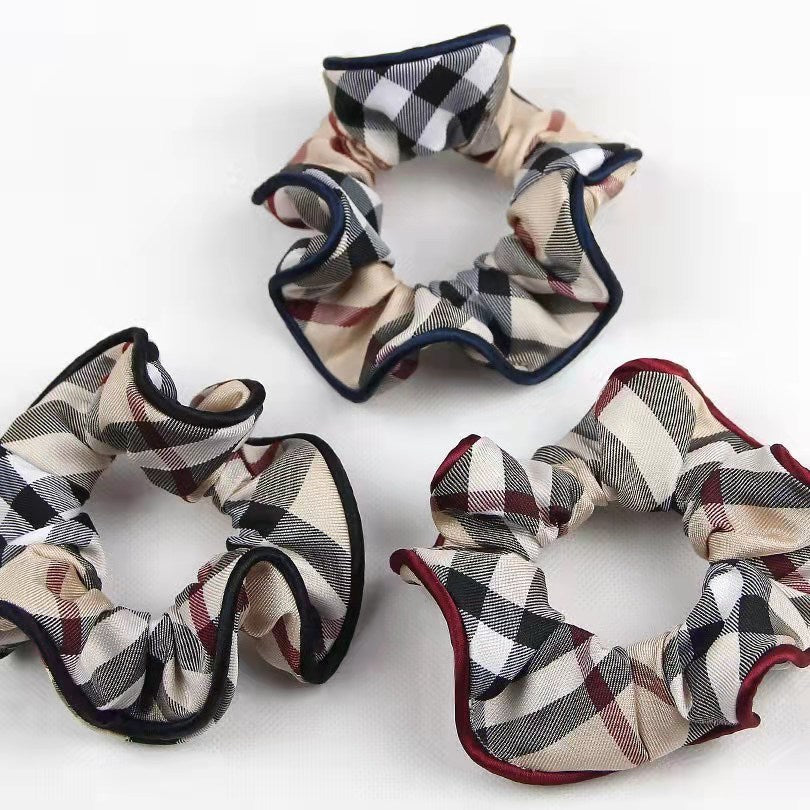 Simple New Classic Plaid Fabric Large Intestine Hair Ring I