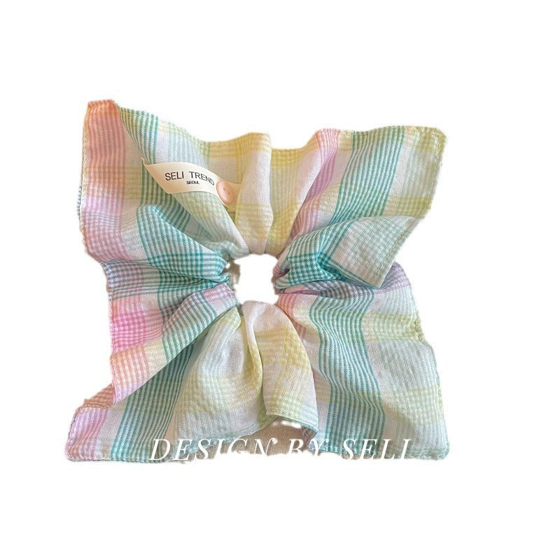 Colorful Plaid Square Scarf Korean Color Niche Headband Hair Accessories