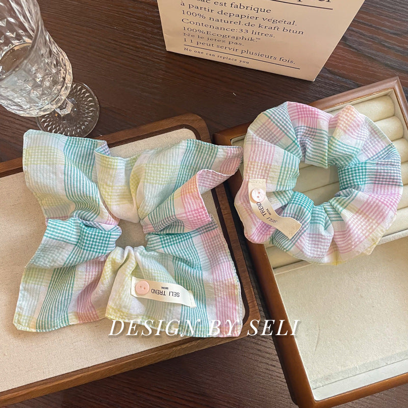 Colorful Plaid Square Scarf Korean Color Niche Headband Hair Accessories