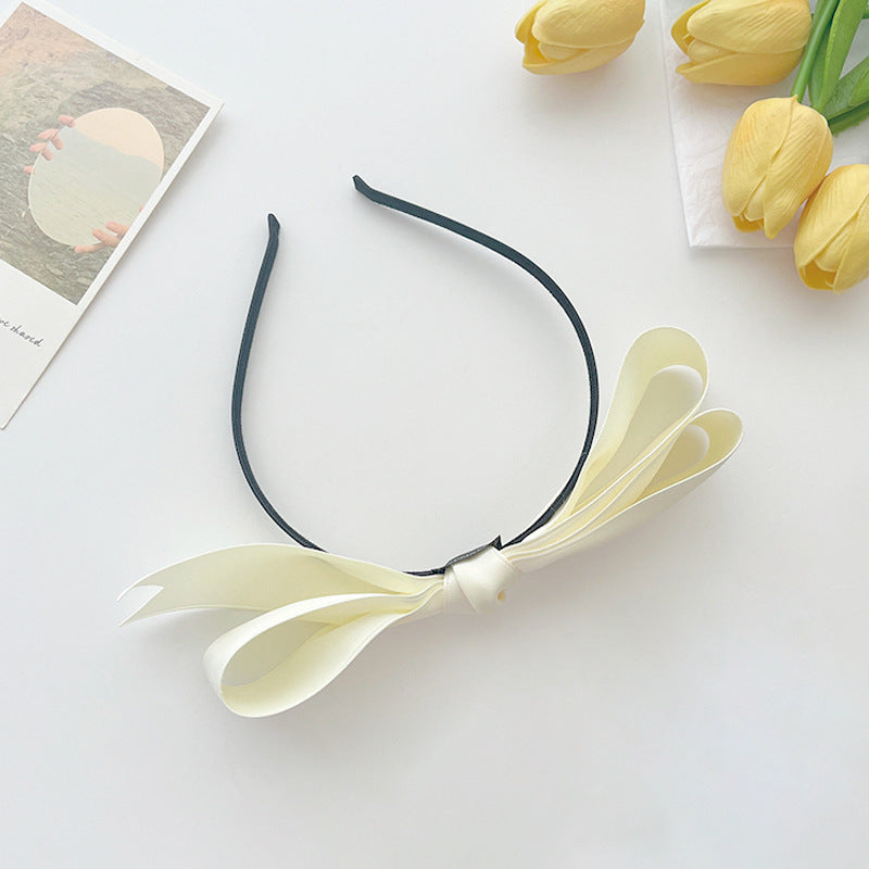 Simple High-grade French Satin Bow Headband For Women